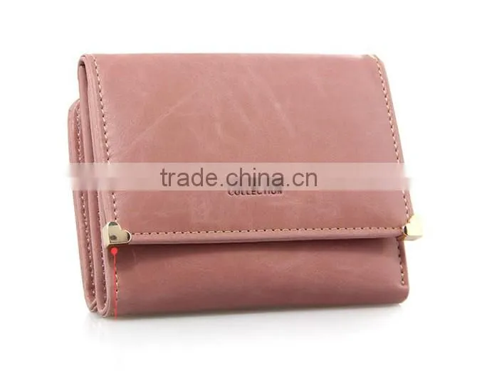Vintage genuine leather short women wallet