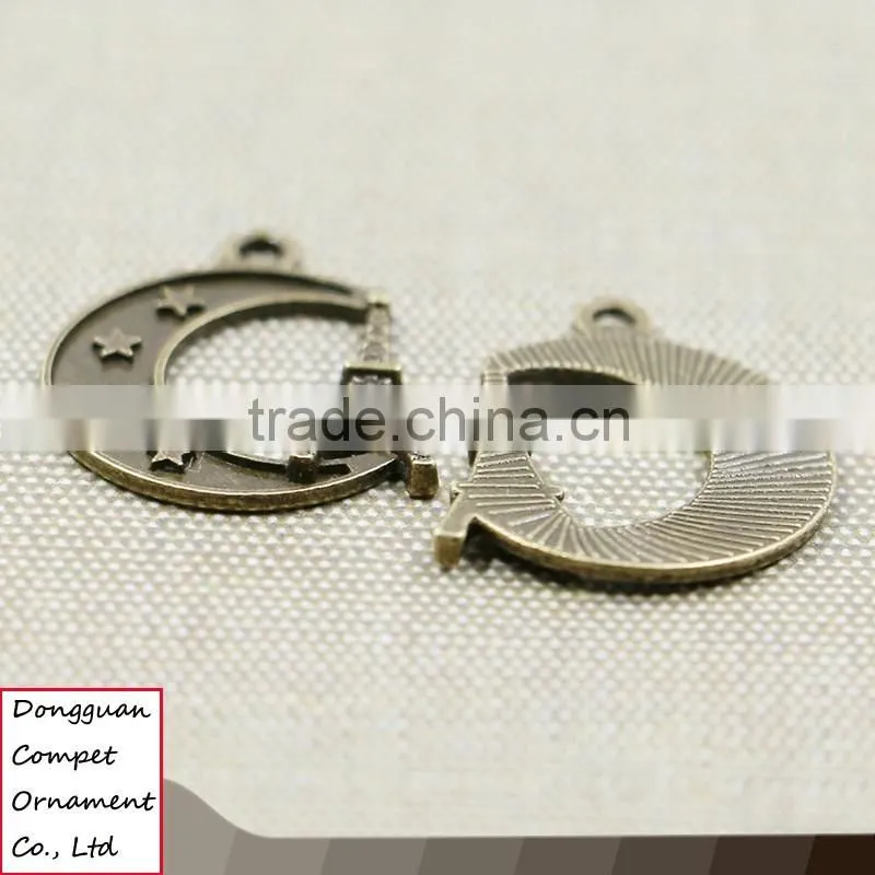 Wholesale diy jewelry the zinc alloy moon stars tower pendant