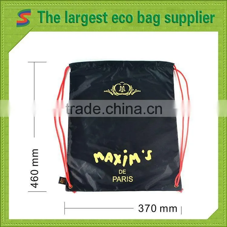 Black drawstring backpack bag