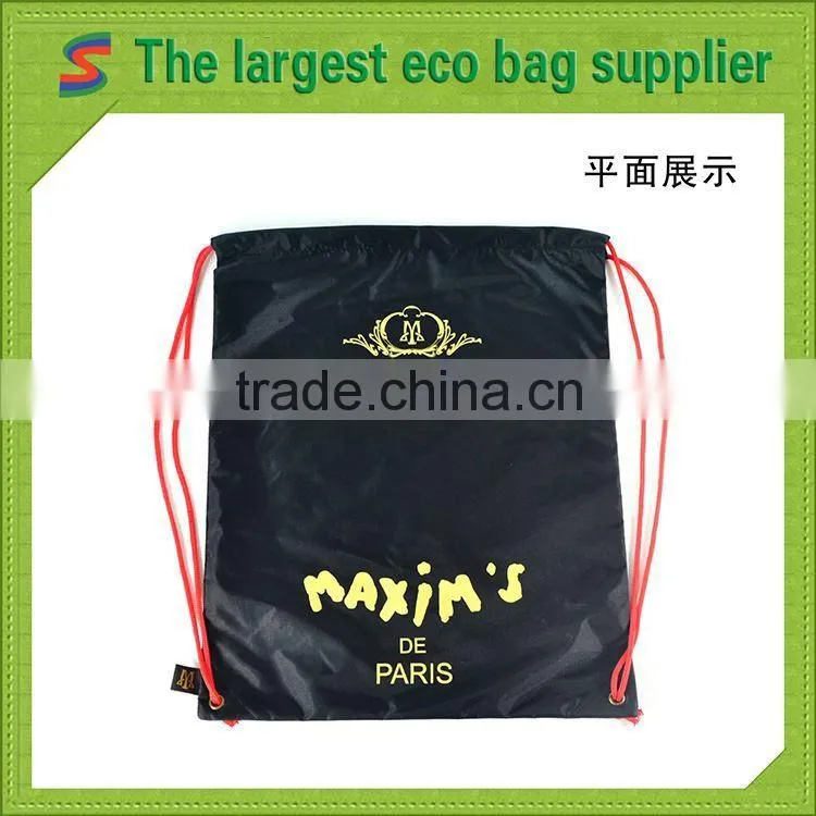 Black drawstring backpack bag