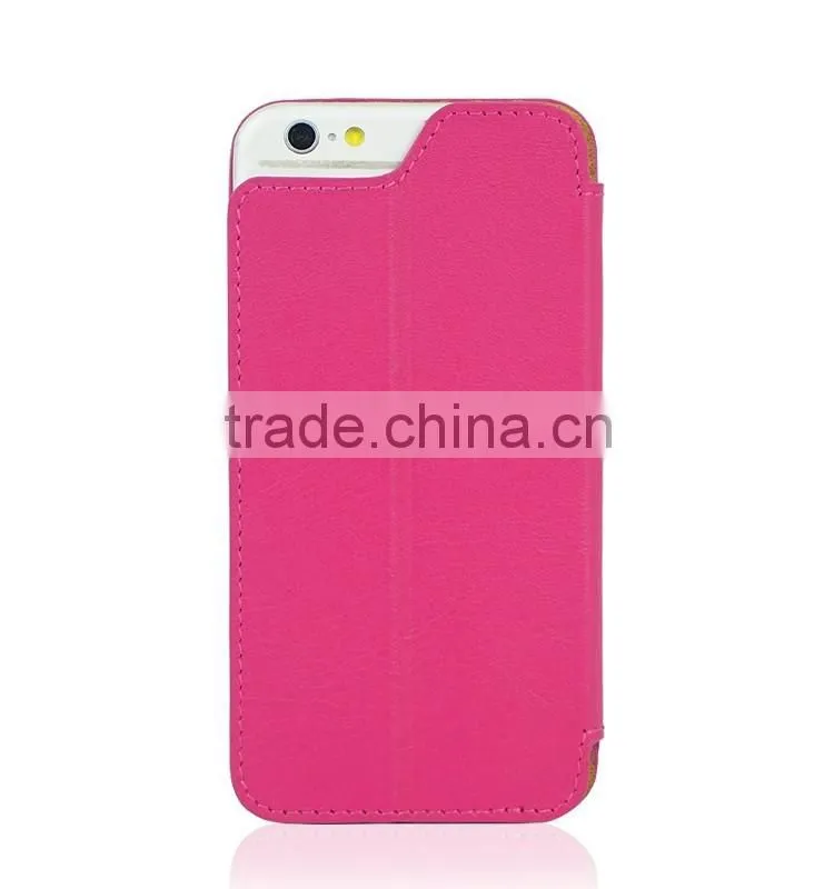 Guangzhou wholesale price Fashionable Foldable Stand card holder Mobile Phone Leather Case For iPhone 6plus
