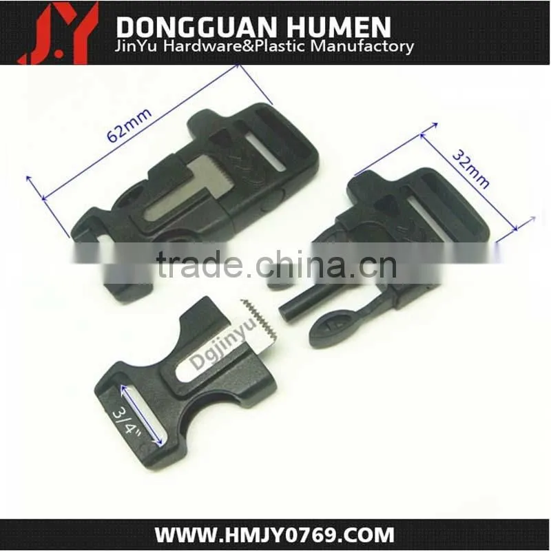 2016 New product paracord buckles with whistle, plastic paracord buckles