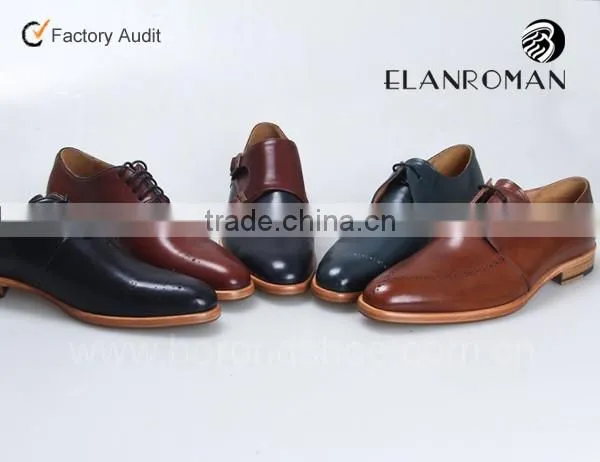 Wholesale brand names mens genuine leather shoes double monk strap