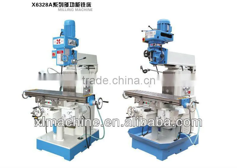 radial arm turret milling machine with swivel head for metal machining