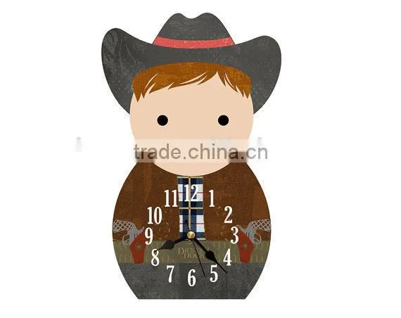 Cute design wood wall clock for home deco
