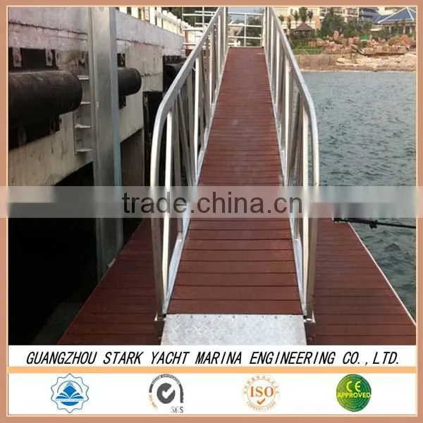 Marina gangway for floating dock
