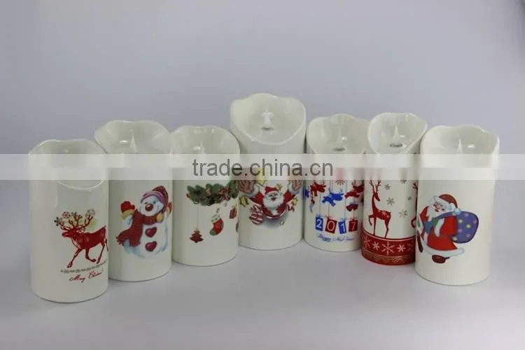 flameless Christmas LED lights candles in ceramic wholesale