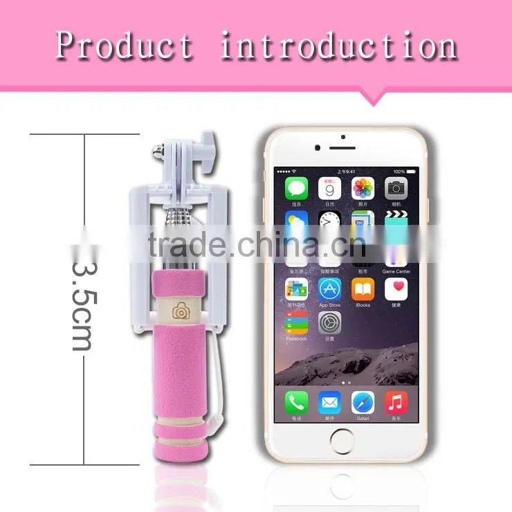 Mini Handheld Wired Remote Phone Selfie Stick Monopod Extendable For Android IOS