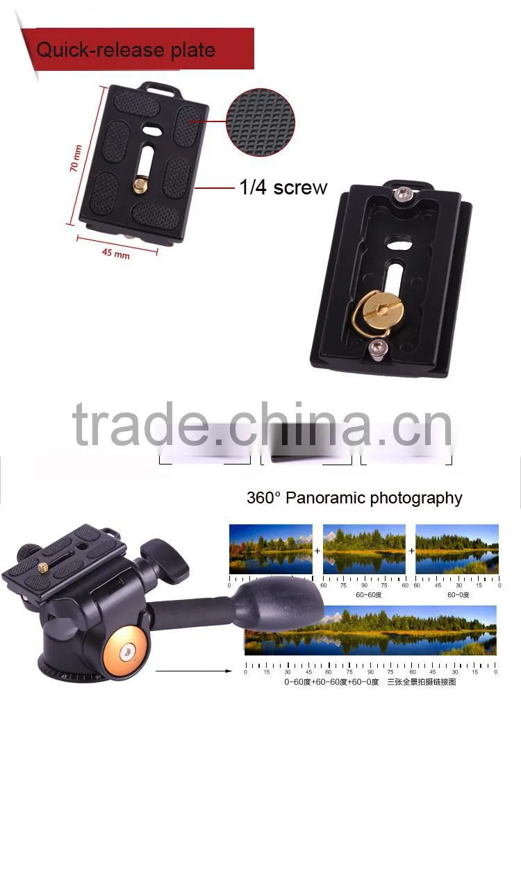 Heavy Duty 3D Q-08 Panoramic Head With Bubble Level For Camera