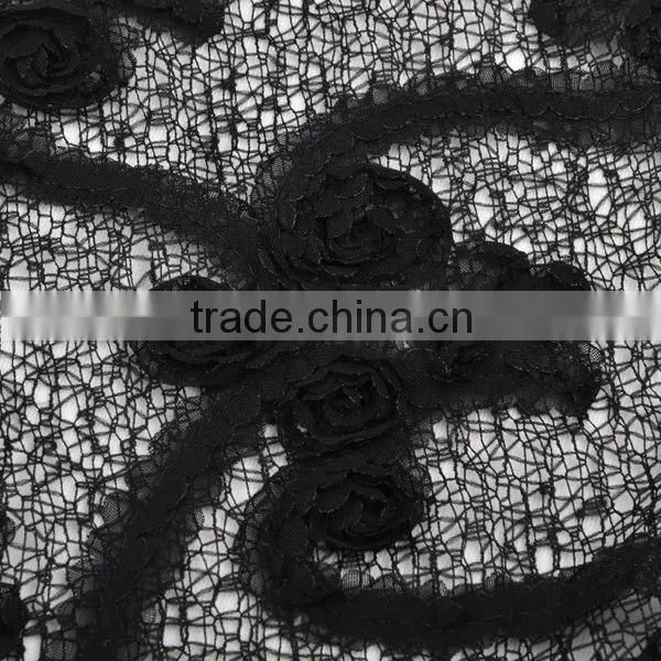 superior quality netting bottom chiffon ribbon flower embroidery lace