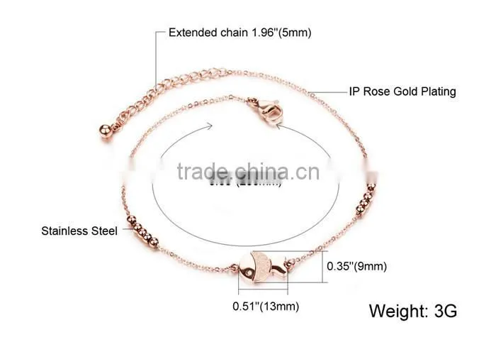 jewellery fashionable 316L stainless steel style fish charm sexy slave anklet chain