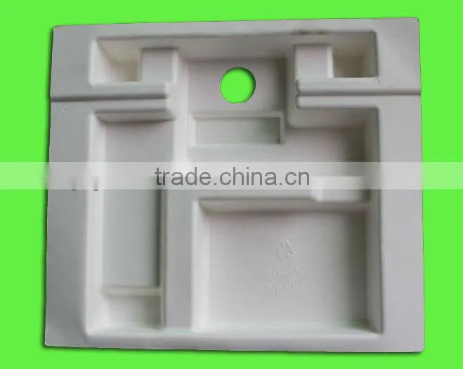 Eco-friendly recycled sugarcane molded pulp packaging tray