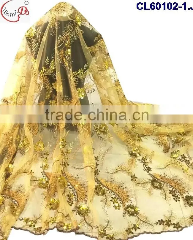 CL60102 July latest modern transparent breatheable lace fabric fantastic embroidery sequins shiny eyecatching net french lace