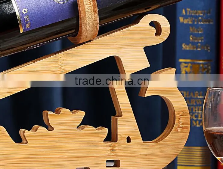 Eco friendly boat shape bamboo wine rack, wine holder