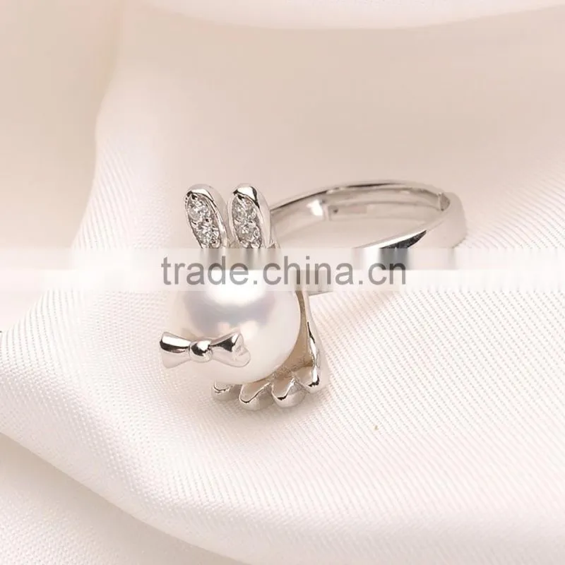 AAA quality freshwater pearl ring designs silver pearl gemstone ring