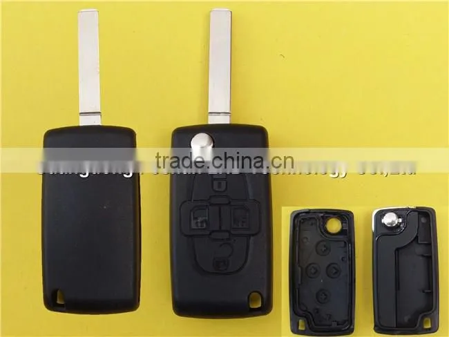 Hot 4 buttons flip key shell for Peugeot 307 without battery place no logo
