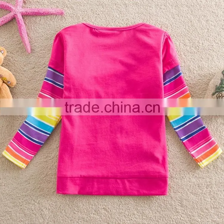 2-6Y (65512#Purple&Fuchsia)Flags kids baby girl cotton jersey Chilren new butterfly t shirt