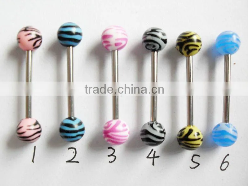 UV Acrylic Zebra Print Tongue Ring