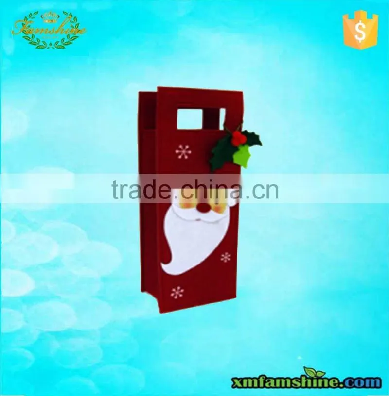 customized single bottle felt christmas wine bottle bags