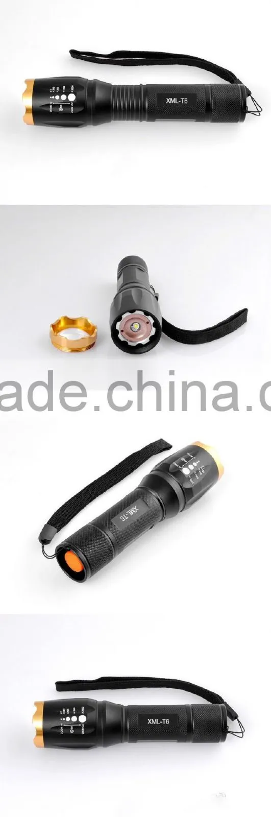 Wholesale price T6 Adjustable Focus Zoomable LED Flashlight Torch