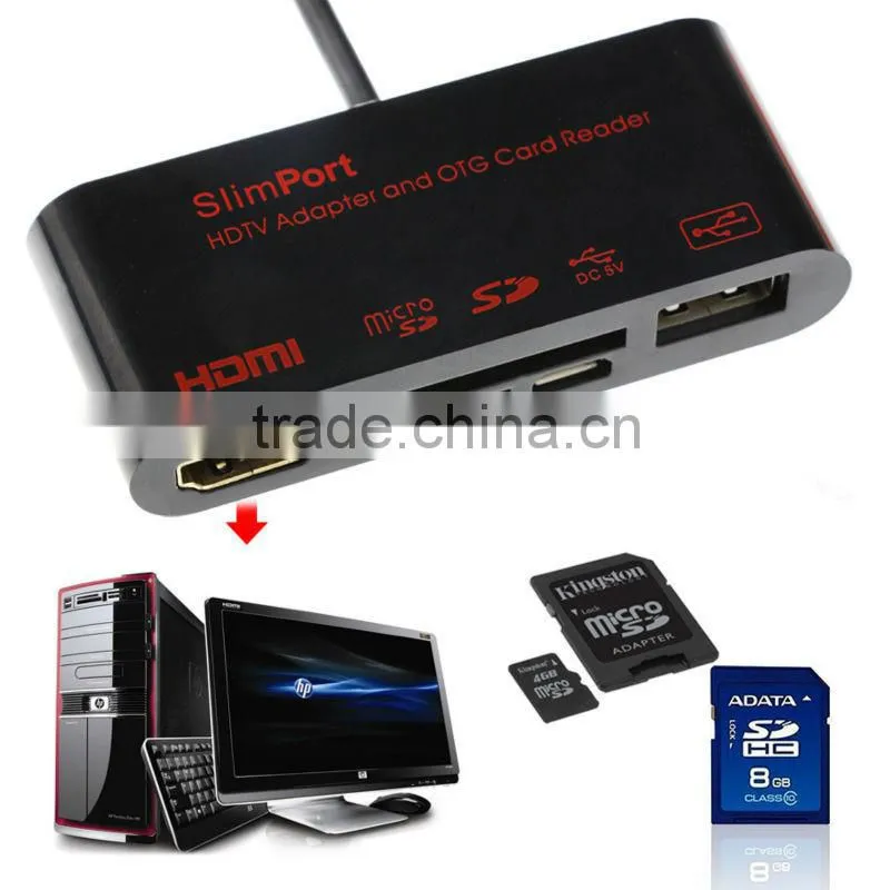Micro USB OTG Sd Tf HUB Card Reader MHL to Hdm i Hdtv Adapter Connection Kit for Samsung Galaxy S5 S3 S4 Note2 Note3 Note4