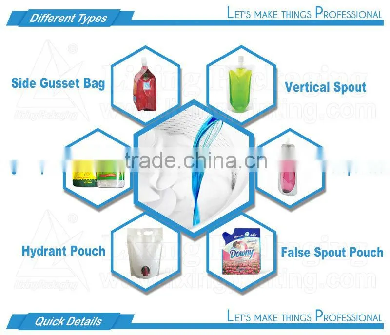 Standing detergent packaging spout pouch