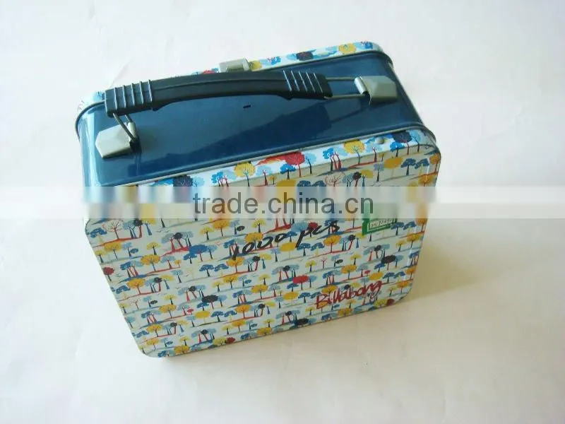 Locked unch tin box with handle/Lunch box made in guangdong china