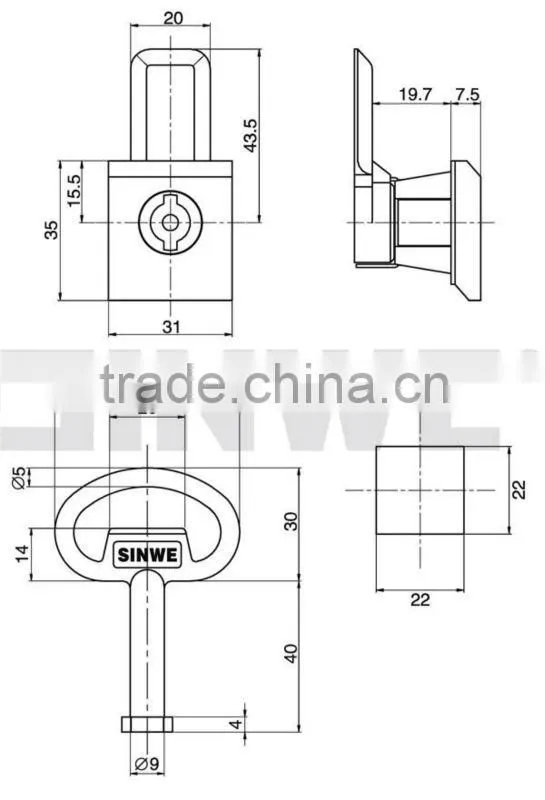 Metal cabinet square cam latch SW-813