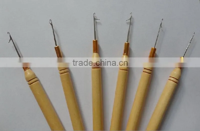 Micro Ring Wood Handle Hook Needler Hair Extension Tool