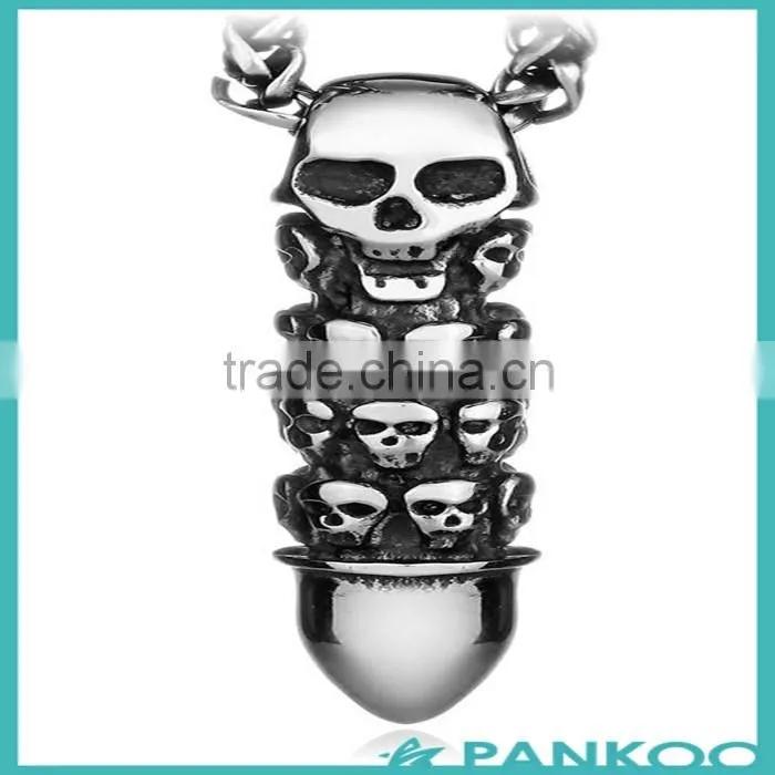 Vintage Stainless Steel Spider Skull Pendant Mens Necklace