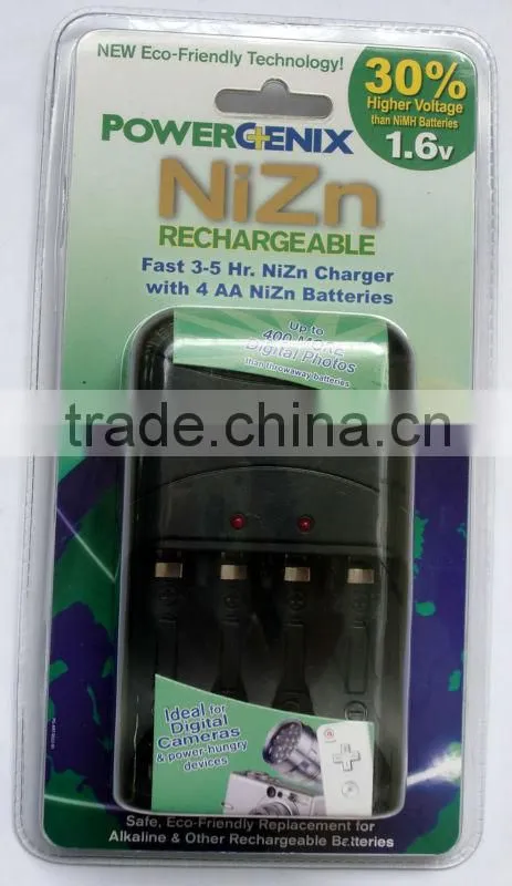 black five hour intelligent fast charger for POWERGENIX1.6V nickel-zinc rechargeable battery chargers for aa/aaa batt