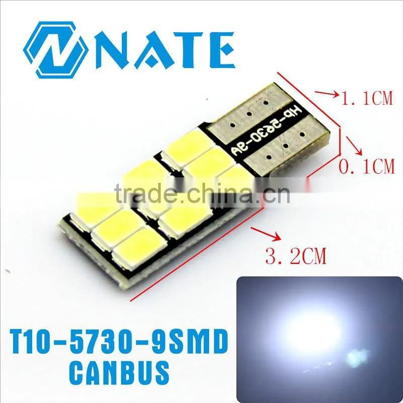 2015 hotsale car led light t10 5730 9smd Canbus interior light