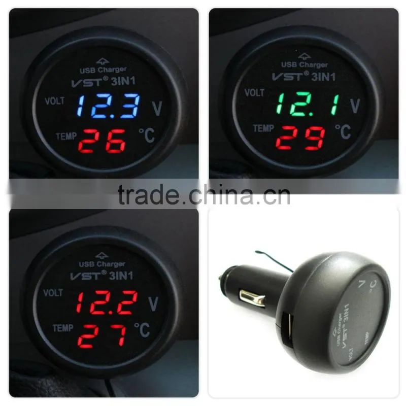 New Car Charger Dual USB DC 12V 2.1A Universal Adapter With Voltage/temperature/Current Meter Tester Digital LED Display