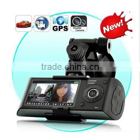 Dual Camera Car DVR R300 with GPS and 3D G-Sensor 2.7" TFT LCD X3000 FHD 1080P Cam Video Camcorder Cycle Recording Digital Zoom