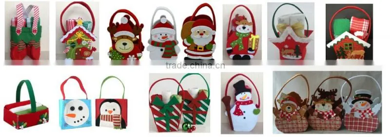 Handmade cute kids xmas santa felt bags for gift
