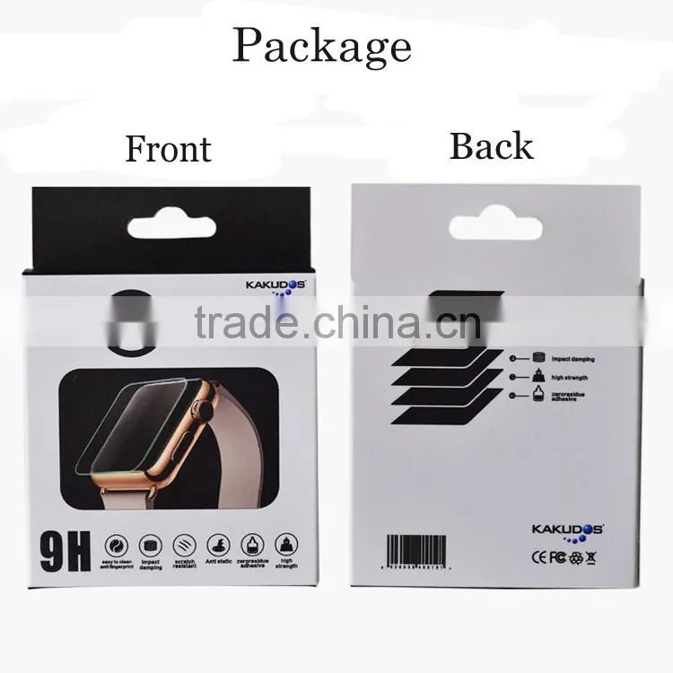 Wholesale 0.33mm 2.5 round edge Full coverage black side glass screen protector for apple watch 3.8mm / 42mm