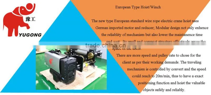 European Type Electric Hoist 250kg-20T Used with 220V,440V.380V Power Supply