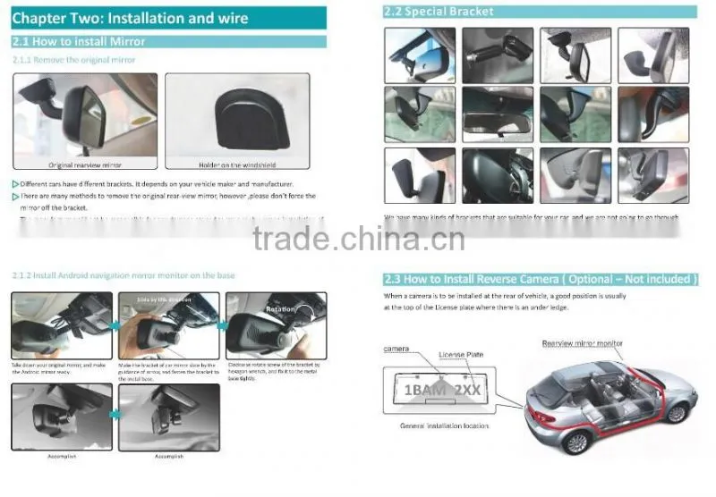 4.3 inch mirror link lcd monitor with 2 video input Information Synchronization automatic car parking system rearview Mirror