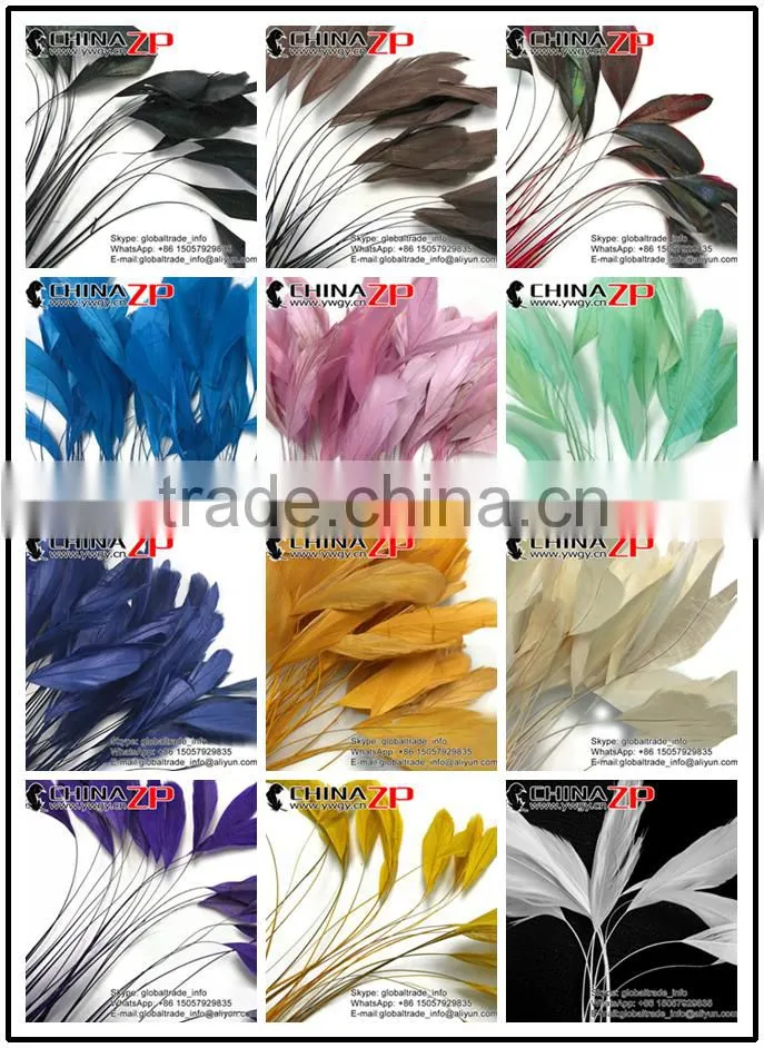 Leading Supplier CHINAZP 10-15cm Length Decorative Dyed Light Pink Stripped Coque Chicken Tail Feathers