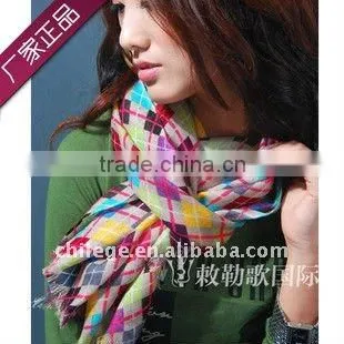 2011 winter women plaid wool scarf wool shawl long neck scarves hooded scarf headwear multifuction bandana turban hijab