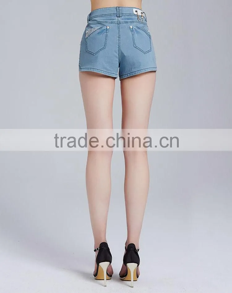 Guangzhou clothing wholesale top quality high waist women summer denim shorts