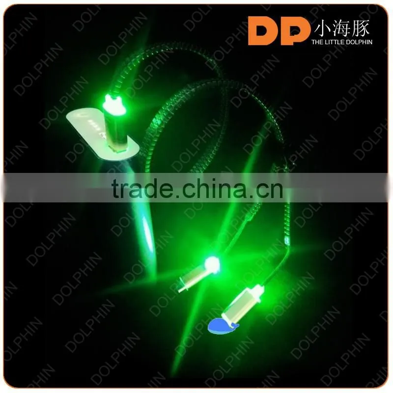 visible LED light zip charing cable 2 in 1 charger data cable for android and apple