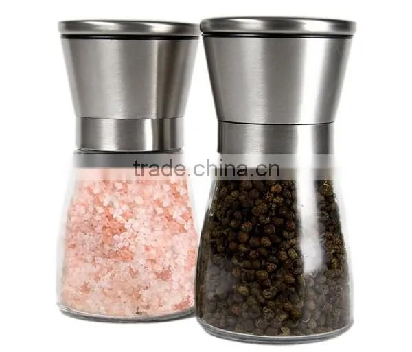 2 Pieces Brushed Stainless Steel And Pepper Grinder Set ,Salt Grinder ,Salt Pepper Grinder
