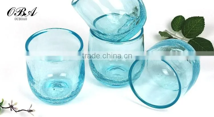 European creative arts small glass cup vase / Handmade Ice crack technology glass flower vase for home decorative