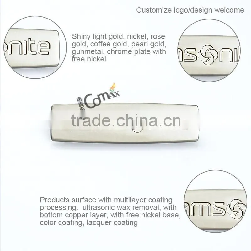 Shiny nicklel custom metal handbag name plate