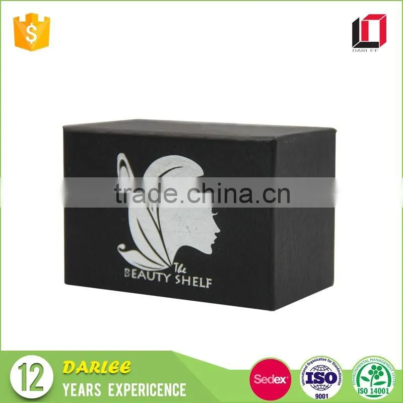 Hot sale high quality hot stamping custom paper black small gift box with lids
