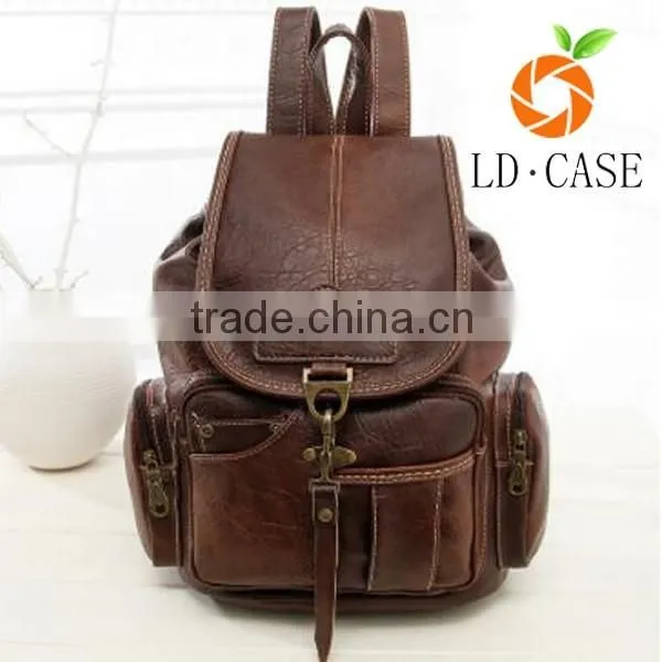 good price fashion PU Leather Backpack Vintage School Backpack for College Students