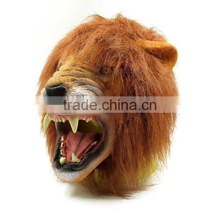 Halloween Costume Ideas Funny Carnival Real Animal Lion Latex Mask