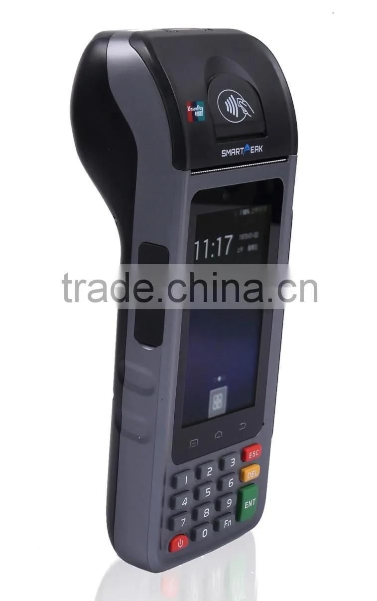 Andriod 4.4 operation system smart financial pos with 5700mAh large capacity lithium battery and EMV certificate