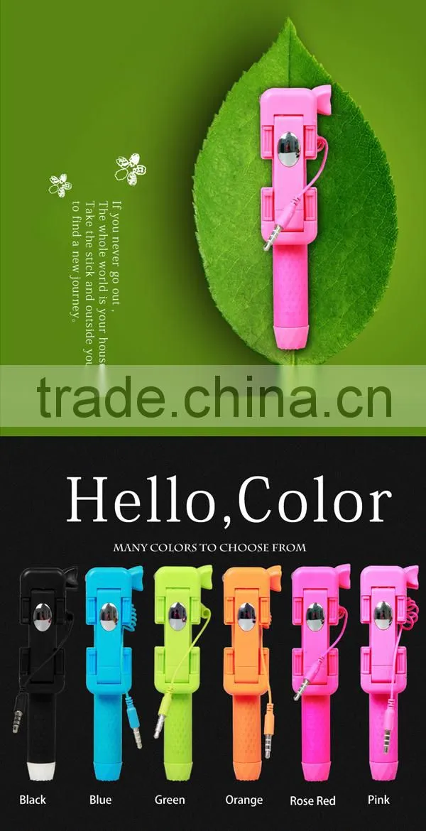 2015 Wholesale Supreme Mini Foldable Cable Selfie Stick Wired Selfie Stick,Monopod Selfie-stick